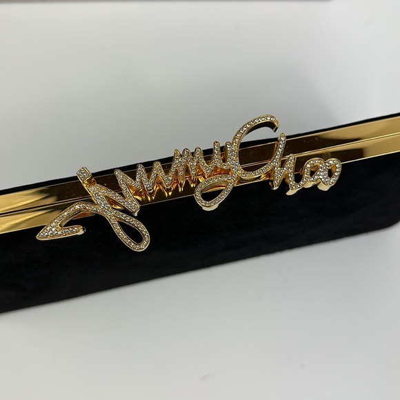 JIMMY CHOO SUEDE CELESTE WITH JIMMY CHOO CRYSTAL CLASP CLUTCH - Picture 5 of 13